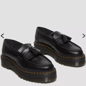 Dr. Martens Black Heart Print Platform Loafers